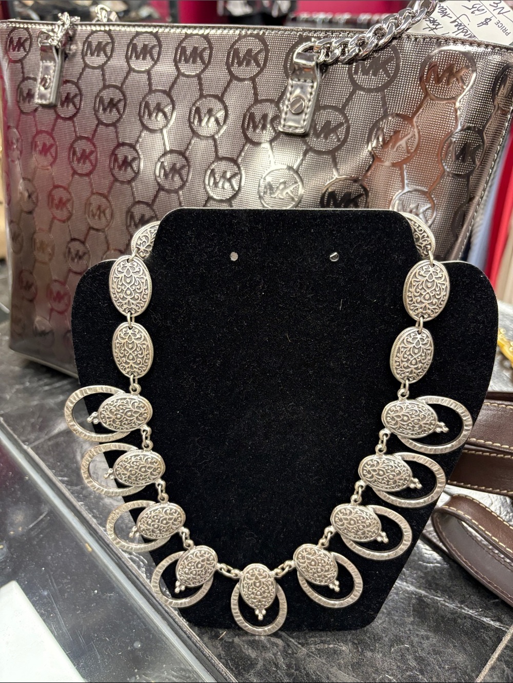 Silver Filigree Oval Link Necklace - Women Jewelry